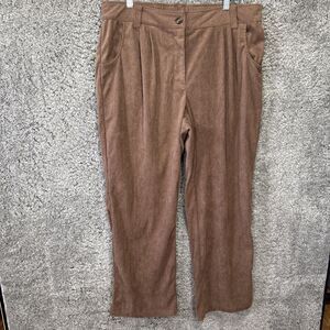 Halara Wide Leg Corduroy Pants Brown Size XL Elastic Waist Neutral High Waisted